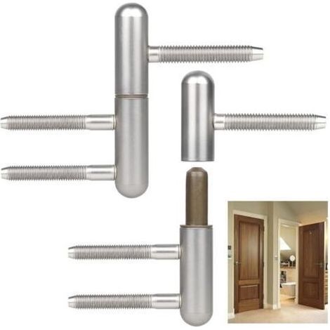 2 x Paumelle Porte Bois Charnières de Rénovation, Gonds Porte Charnière Amovible Silencieuse pour Portes Bois Intérieur avec Huisserie Bois, Argenté (1/5)