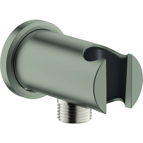 Grohe Rainshower Wandabgangsbogen mit Halter, runde Rosette, AG 1/2", Ganzmetallgehäuse, eigensicher, Satin Steel, 26658MS0 (1/4)