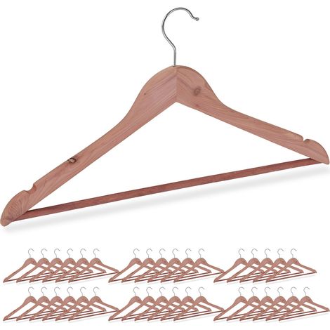 36 Perchas Ropa de Madera de Cedro, Para Camisas o Trajes, Contra Polillas, 44 cm Ancho, Marrón Natural (1/5)
