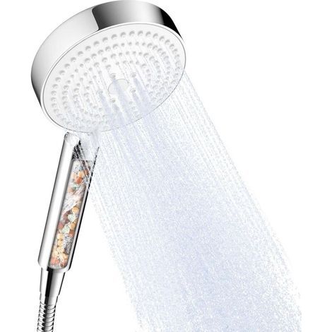Pommeau Douche Anti Calcaire, Pommeau de Douche avec Tuyau de 1.6m, Pomme de Douche Filtrant avec 6 Modes, Douchette Economie d'eau, Shower Head, Chrome (1/5)