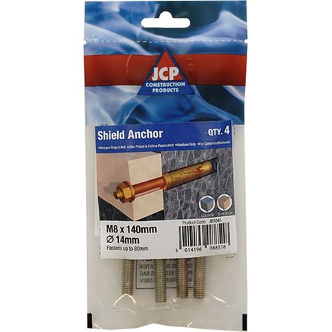 Jcp Fixings Shield Anchors Projecting Bolt Zyp M10 x 30mm (1/2)