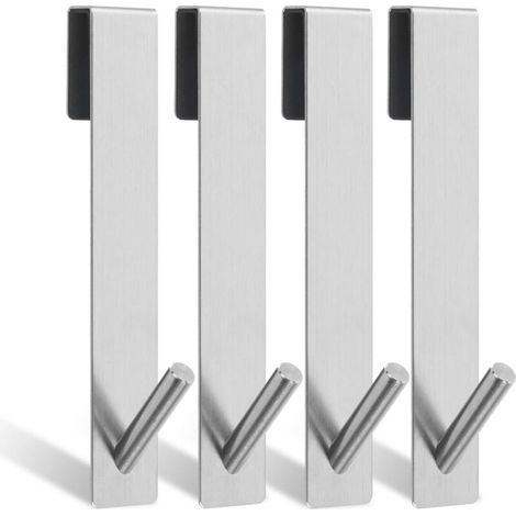 Ganchos para puerta de ducha, 4 ganchos para toallas de baño, toallero, ganchos para baño, no requiere perforación, gancho de acero inoxidable para colocar sobre la puerta de la ducha. (1/4)