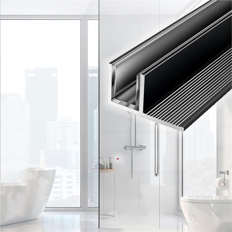 Support de porte douche en aluminium forme F, rail antirouille (1/5)