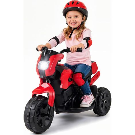 COSTWAY 6V Moto Électrique Enfants avec Phare et Pédale, Voiture Électrique Enfants avec Tableau de Bord Réaliste, Charge Max 20 kg, Moto Bébé à 3 Roues pour Garçons Filles de 3-6 Ans (Rouge) (1/5)