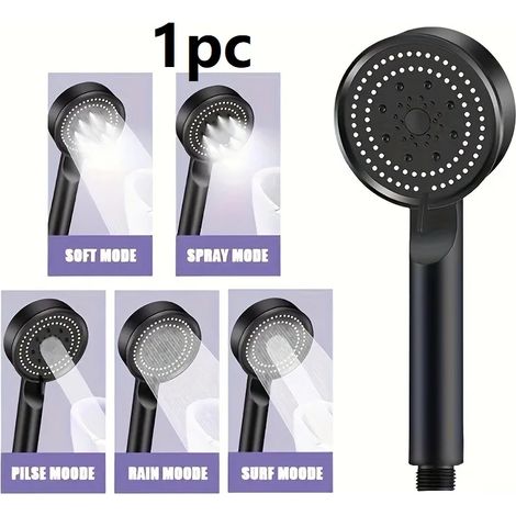 Pommeau de douche 5 modèles - Taille du pommeau de douche - Autre) Pommeau de douche haute pression 300 trous avec flexible - économie d'eau, fixation murale, finition chromée, design carré, tête en m (1/5)