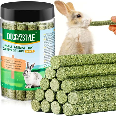 30Pcs De Lapin Traite Les Bâtonnets De Foin De Fléole des Prés,Foin De Fléole des Prés Naturel pour Cochons D’Inde,Chinchilla,Hamsters,Lapin Fait À La Main Jouets À Mâcher Nourriture (1/5)