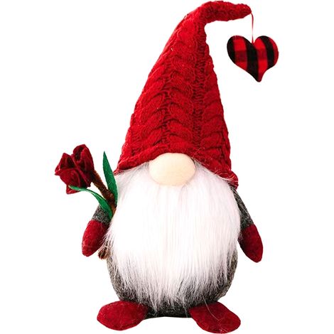 (Rote Strickmütze für Herren – Rudolph) 1 Stück Valentinstagsgeschenk Rote Strickmütze Rudolph-Figur Paarpuppen-Ornament (1/2)