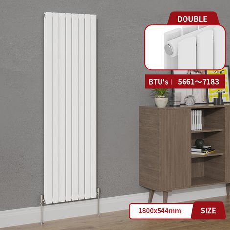 Warmehaus White Double Column Flat Panel Vertical Radiator 1800x544mm (1/5)