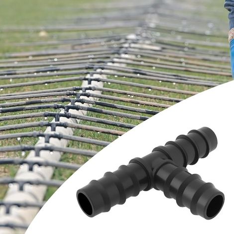Lot de 4pcs Raccords de Tuyau en T en Plastique pour Tuyau d'arrosage Goutte à Goutte Connecteur Cannelé de Jardin pour Système Goutte à Goutte de 20mm Noir (1/5)
