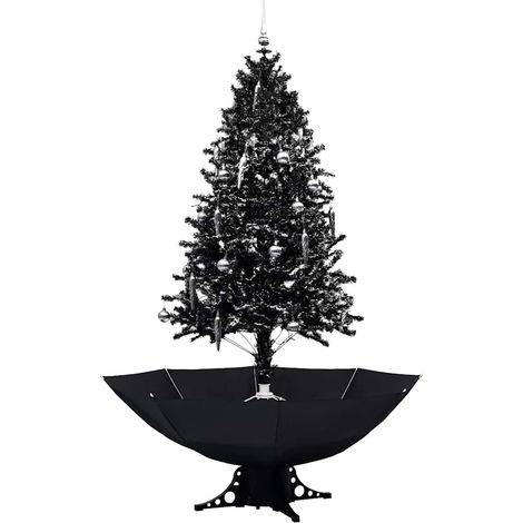 Arbre de Noël Sapin de Noël neigeux avec base de parapluie Noir 190 cm PVC (1/5)