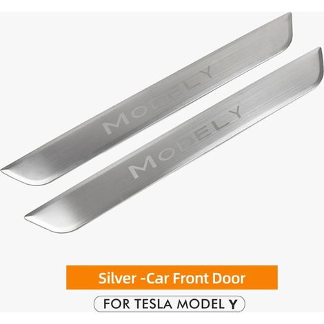(argent 2) Heenvn Revêtement décoratif de seuil de porte pour Tesla Model Y 2023 Accessoires Bande de protection de pédale Model Y Fibre de carbone (1/3)