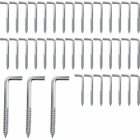 Lot de 40 crochets à visser 15mm – Acier galvanisé pour bois – Charge max 10kg – Installation rapide dans environnements humides (1/4)
