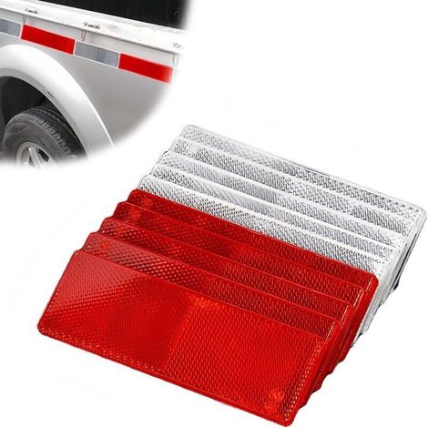 10 Pièces Réfléchissants Plaque D'Avertissement, Catadioptres Rectangulaires, Catadioptres de Sécurité, Catadioptre Remorque, Réflecteurs Camion, pour Camions Caravanes RV Bateaux Vélo (1/5)