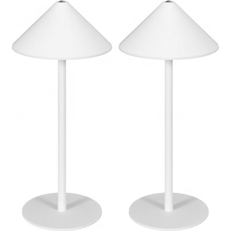 Tischlampe 2er Set Tischleuchte mit 3 Lichtfarben, Aufladbare USB A+C Nachttischlampe mit Touch-Schalter für Wohnzimmer, Schlafzimmer Metall, Weiß (1/5)
