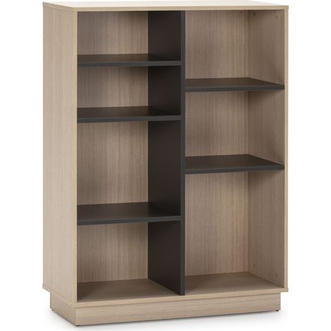 Estantería Librería Vigo 110x80 cm, estantería de Oficina, Color Roble y Gris, 80 x 33 x 110 cm