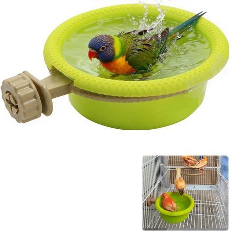 Cage Accessory, Multifunctional Bird Bath Bowl, Non-Slip Perch for Parakeets and Canaries (1/5)