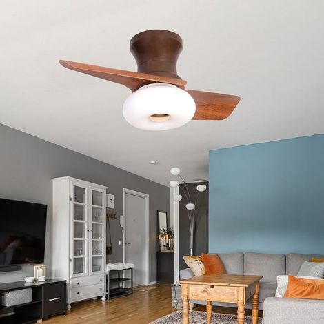 Ventilateur Plafonnier Silencieux 60 cm, Éclairage Dimmable et Télécommande-Marron (1/5)