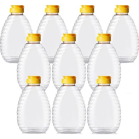 10 Stück Honig-Quetschflasche, Honigspender, Saucenflasche, Gewürzflasche, Kunststoffflaschen mit Deckel, Saucenflaschenspender, weiche Plastikflasche