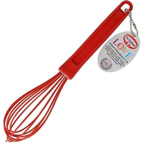 Fouet Cuisine Silicone - 1 Pièce - Silicone Platine - Résistant Chaud Froid - Pour Casseroles Antiadhésives - 25 cm Rouge (1/5)