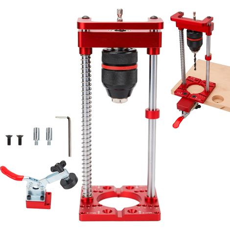 Guide de perçage multi-angles, support de perceuse de précision avec mandrin et pince fixe, guide portable pour perçage de trous verticaux, convient pour les perceuses électriques de 1,5 à 13 mm (1/5)