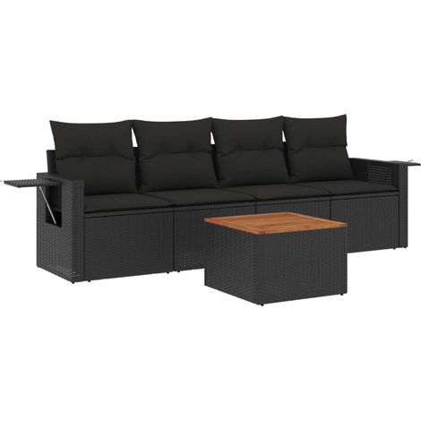 Maison Exclusive - Set de muebles de jardín 5 pzas y cojines ratá (1/3)