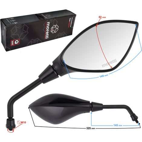 R+R Spiegel (Gewindedurchmesser 10mm) für Moped - MRT 1106 Schwarz mit Homologation (1/3)