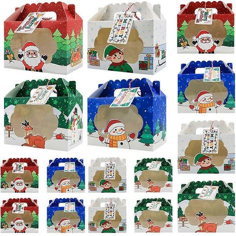 Boîtes à friandises de Noël (24 pièces) - Boîtes de rangement réutilisables avec fenêtre pour pâtisseries et biscuits (1/5)