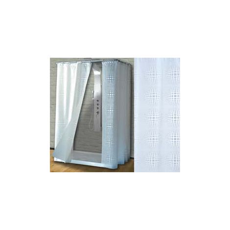 TENDA PER DOCCIA IN PEVA SFERA FONDO TRASPARENTE CON DECORI BIANCHI- - cm.120x200h. - 1 blister SANIPLAST