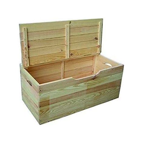 Coffre de jardin en pin séché 75x35x33 cm avec couvercle – Épaisseur des lattes 12 mm – Rangement intérieur et extérieur – Pour outils et accessoires – Blinky