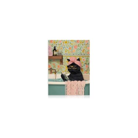 Décor Murale Chat Noir Drôle, Chat Mignon dans la Baignoire pour Salle de Bain Toilettes 30×40 cm Non Encadré (1/5)