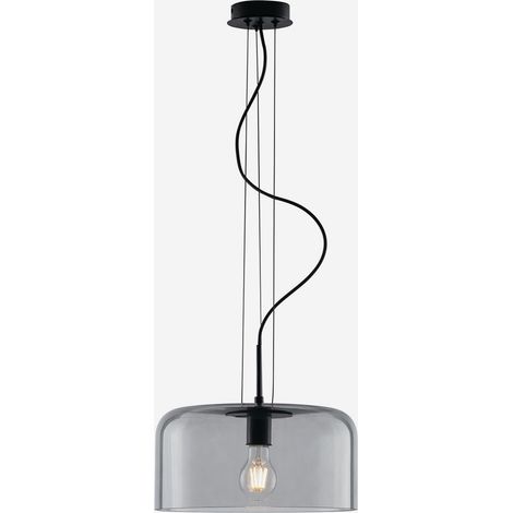 Lampadario a sospensione in vetro e metallo design moderno Berwin - Trasparente Fumé