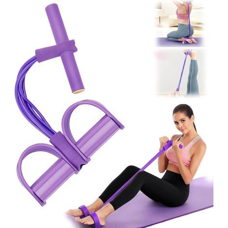 Bande de Résistance Musculation 6 Tubes avec Pédale – Élastique Sport Maison Fitness, Extenseur Élastique avec Poignées Antidérapantes pour Abdominaux et Entraînement Complet (1/5)