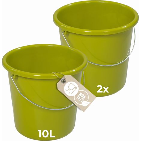 2x Novaliv Putzeimer mit Maßeinteilung, Griff aus Metall (1/5)