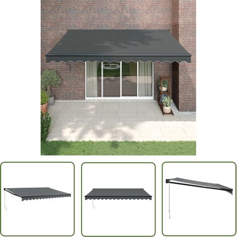 The Living Store Auvent rétractable anthracite 4x3 m tissu et aluminium - Auvent Retractable - Auvent Mural - Parasol - Protection Solaire - Jardin (1/5)