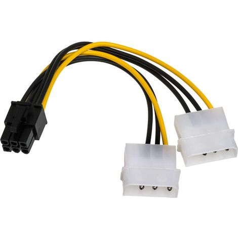 Cable adaptador Akyga AK-CA-13 2x Molex (M) - PCI-Express 6 pines (M) 0,15 m (1/2)