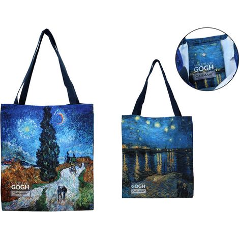 Carmani, Schultertasche, für Einkäufe bis 5 kg - VAN gogh/Straße mit Zypresse (1/4)
