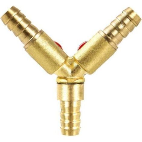 Y Connecteur de tuyau 3 voies séparateur, alliage de laiton et de zinc, 10 mm valve à bille pour eau, huile et gaz pour arrosage de jardin(1 pièce)