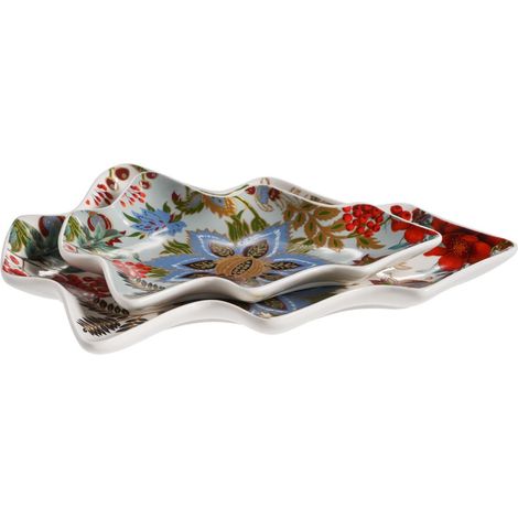 Galbiati set 2 piatti albero Eden Natale porcellana