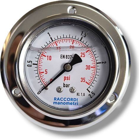 Rückseitiges Manometer 2,5 bar 63 Gewinde 1/4" (1/5)