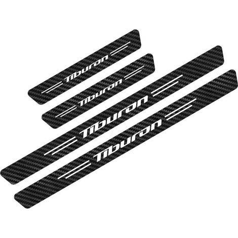 (Noir et blanc,pour TIBURON) 4 autocollants de seuil de voiture,accessoires auto,autocollant en fibre de carbone pour Hyundai Getz,Grandeur,Nexo,Palisade,Starex et Tiburon (1/3)