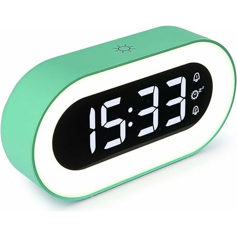 Sveglia digitale a LED con modalità di oscuramento e funzione snooze, porta di ricarica USB/luce notturna con 18 musiche per bambini, donne e uomini (1/5)