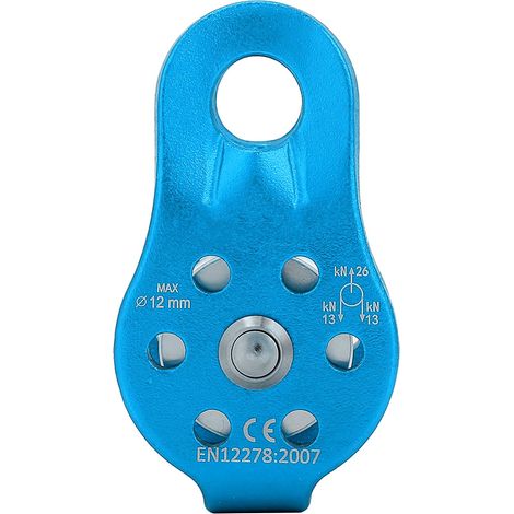 GARRYFIZH Poulie pivotante simple robuste en alliage d'aluminium 26 kN pour câble de 12 mm (bleue) (1/5)