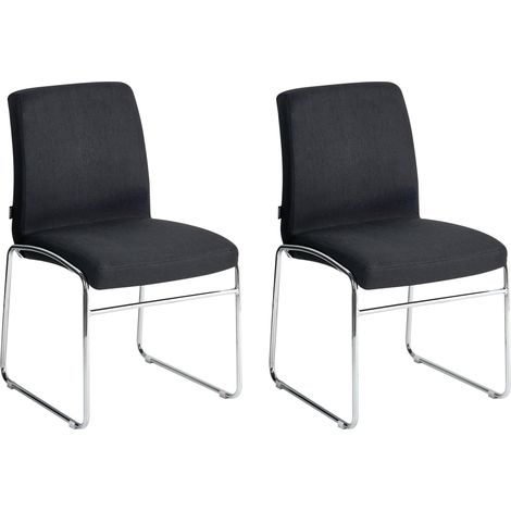 Conjunto de 2 sillas de comedor tapizadas sin reposabrazos diseño moderno base de metal negro Lecco