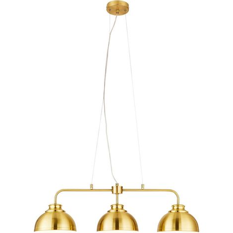 Litecraft Brooklyn Ceiling Pendant Industrial Style 3 Light - Satin Brass (1/5)