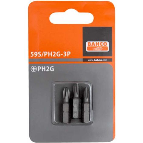 Bahco 1/4 Standard Schraubendreher Bits für PH2G-Phillips-Schnellbauschrauben 25 mm - 30 Stk./Kunststoffbox (1/4)