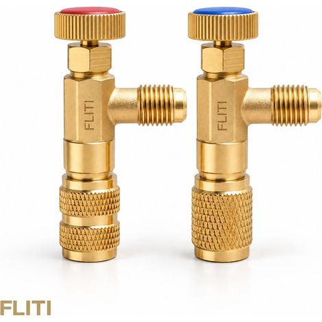Vanne de Débit R410A R22 1/4" - Adaptateur Laiton Renforcé Anti-Fuite avec 6 Joints Toriques - Rotatif 360° pour Climatisation (1/5)