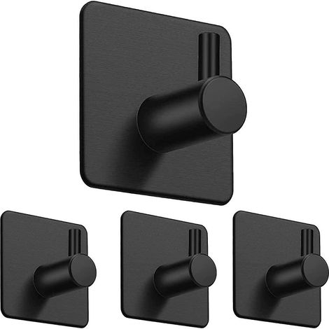 Lot de 4 crochets porte-serviettes muraux adhésifs en acier inoxydable
