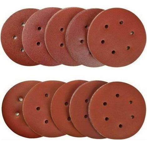 Lot de 100 disques abrasifs 150mm – Assortiment grains 40/80/120/180/320/600/800/1000/1500/2000 – Pour ponceuse excentrique 6 trous – Papier résistant (1/5)