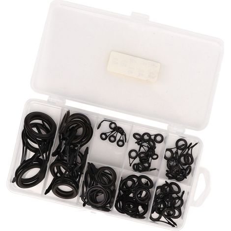 Ensemble de 75 anneaux de guidage pour canne à pêche à la mouche, en acier inoxydable et céramique, à une seule patte. (1/5)