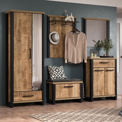 Enna ensemble d'armoires de rangement 5 pièces décor mango. (1/4)
